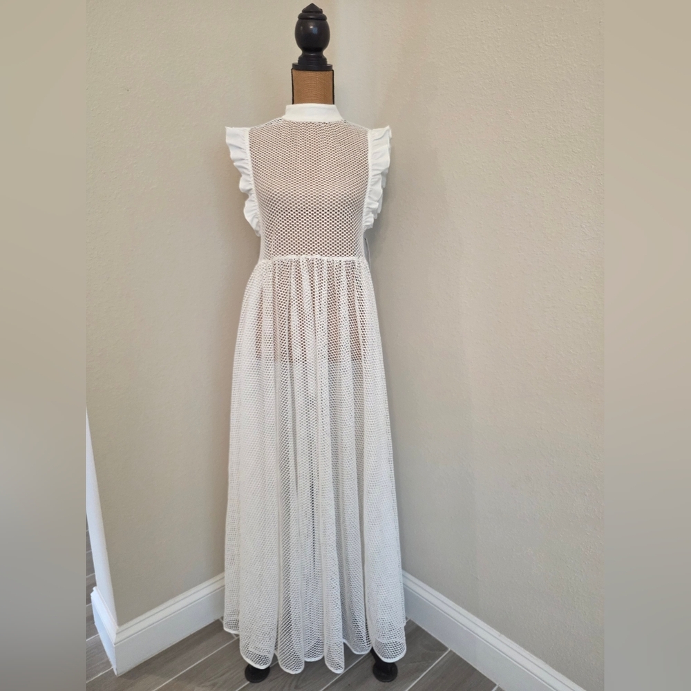 Chic White Sturdy Mesh Dress
